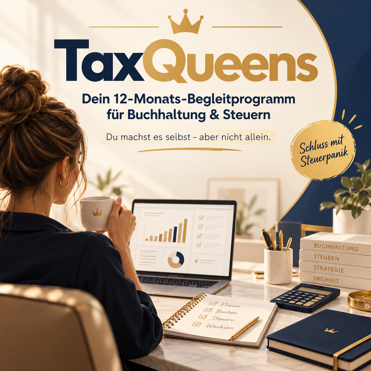 TaxQueens – Dein 12-Monats-Begleitprogramm für Buchhaltung & Steuern